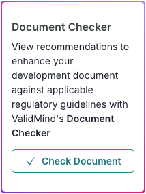 A screenshot showing the LLM feature for checking documents that can be accessed with the Check Document button